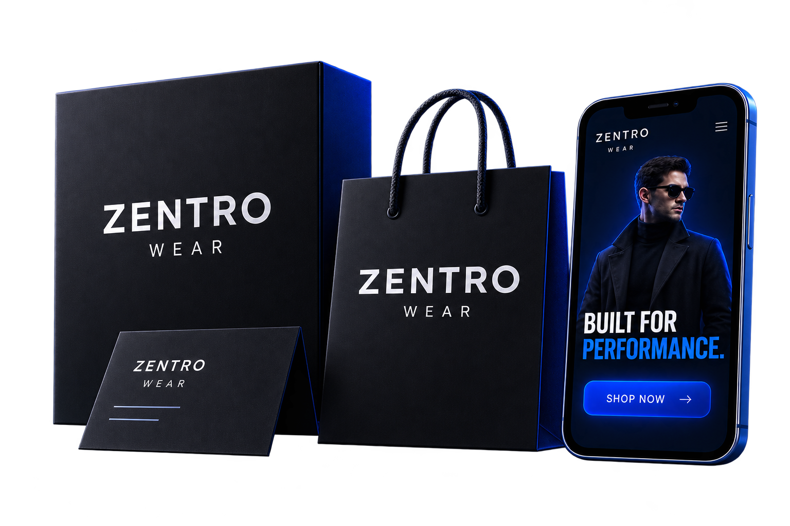 Zentro Wear brand identity and creative mockups